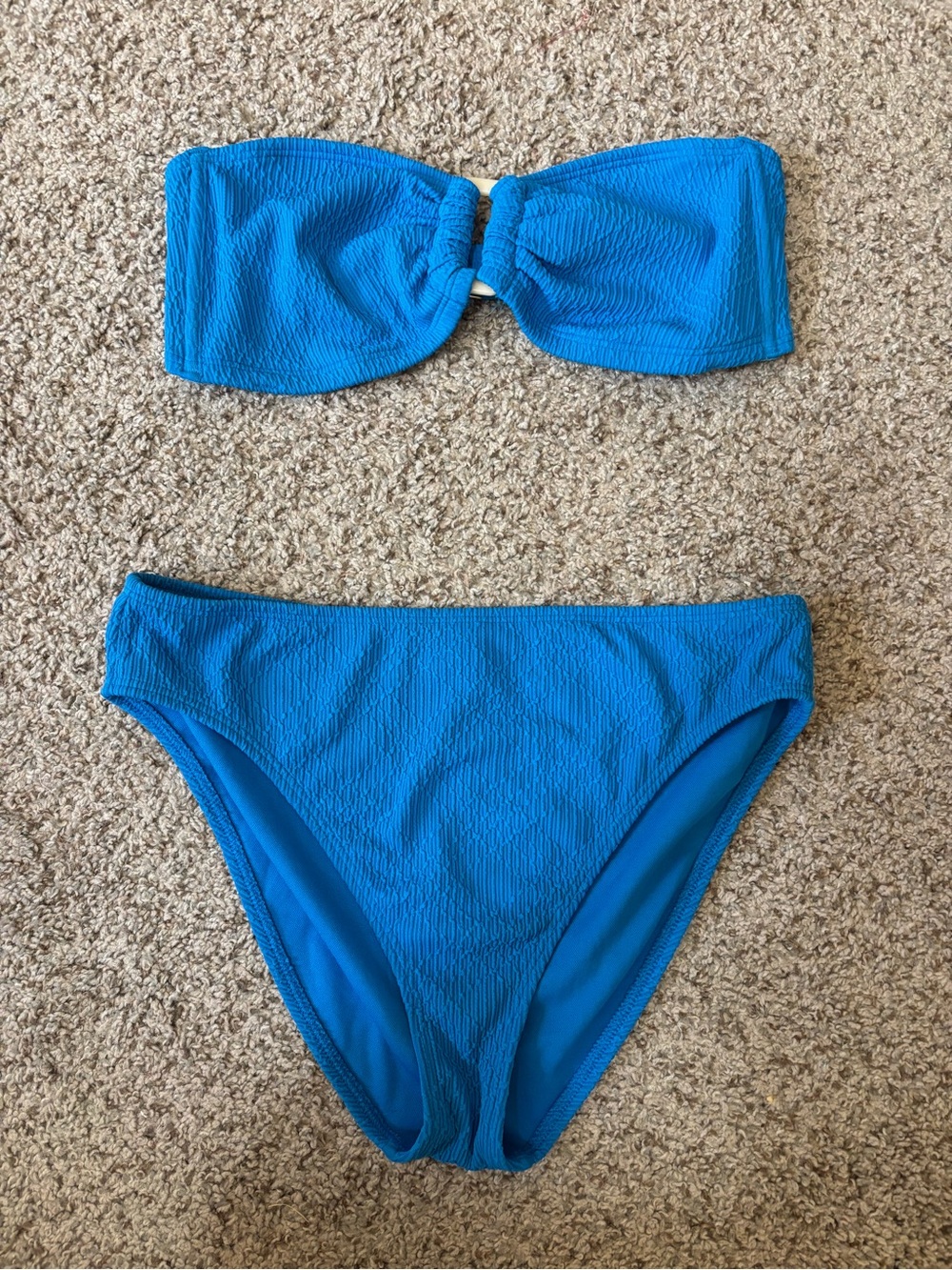 Shade & Shore Electric Blue Textured Bandeau Bikini Set